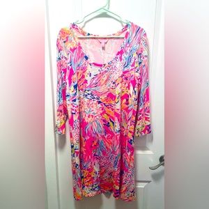 Lilly Pulitzer Devon A Line Dress Tiki Pink Sunken Treasure!